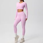 Solid Color Double-sided Nylon Brushed Nude Feel Tight Exercise Yoga Clothes Suit
