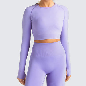Zechuang Seamless Long Sleeve Yoga Workout Apparel