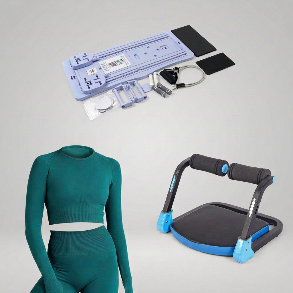 Outfit with no visible skin on a seamless gray studio background