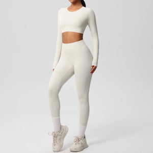 Solid Color Double-sided Nylon Brushed Nude Feel Tight Exercise Yoga Clothes Suit
