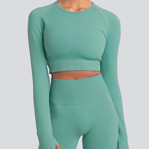 Zechuang Seamless Long Sleeve Yoga Workout Apparel