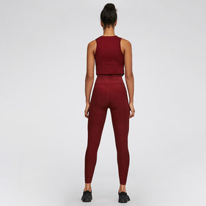 Seamless Stripe High-Waisted Workout Leggings Set