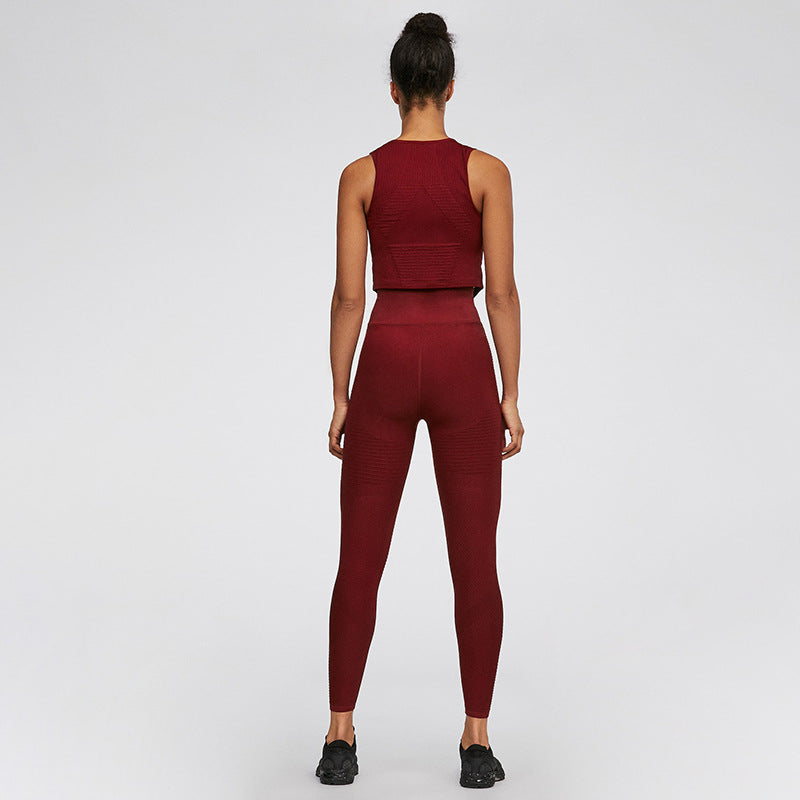 Seamless Stripe High-Waisted Workout Leggings Set