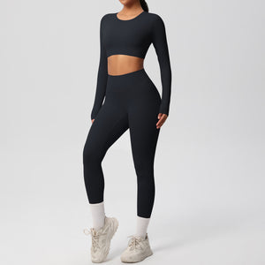 Solid Color Double-sided Nylon Brushed Nude Feel Tight Exercise Yoga Clothes Suit