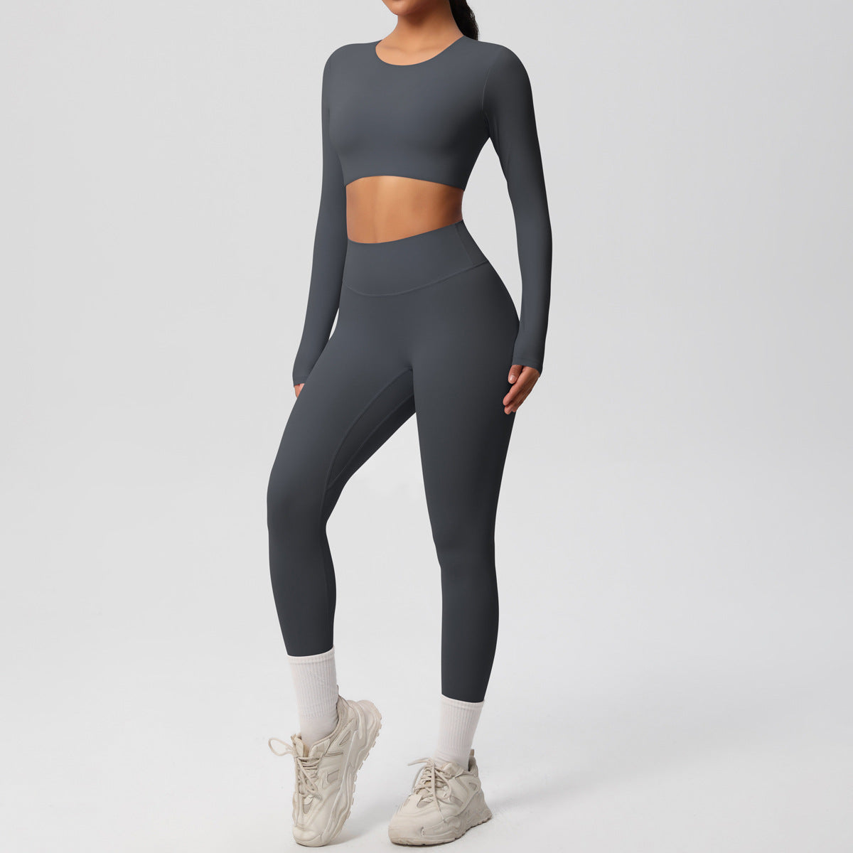 Solid Color Double-sided Nylon Brushed Nude Feel Tight Exercise Yoga Clothes Suit