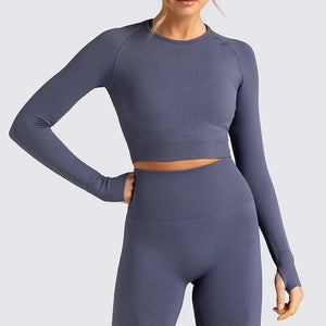 Zechuang Seamless Long Sleeve Yoga Workout Apparel