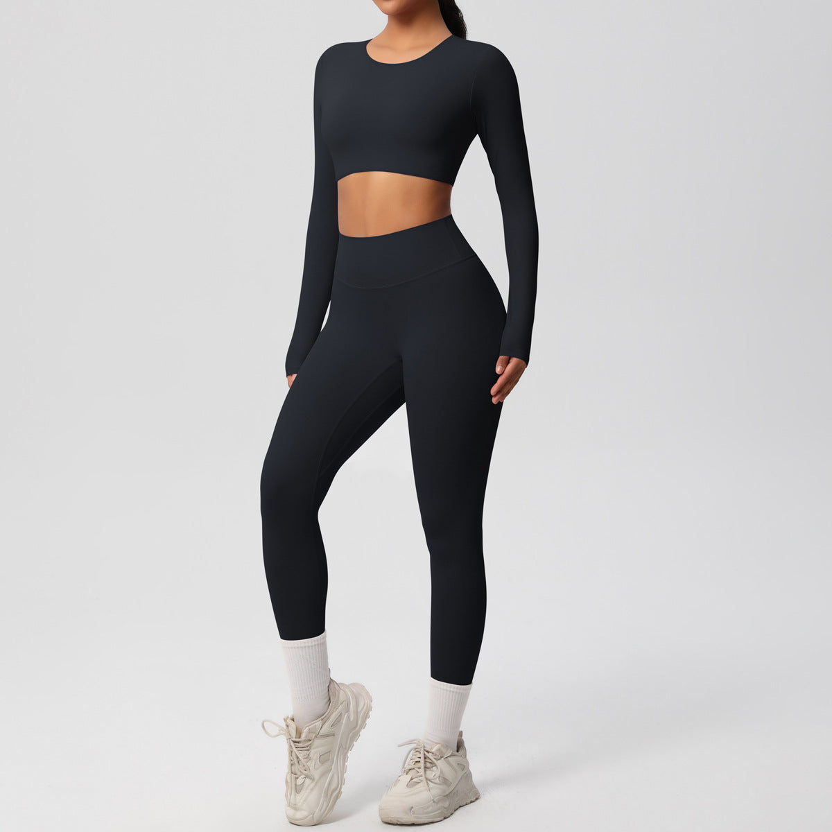 Solid Color Double-sided Nylon Brushed Nude Feel Tight Exercise Yoga Clothes Suit