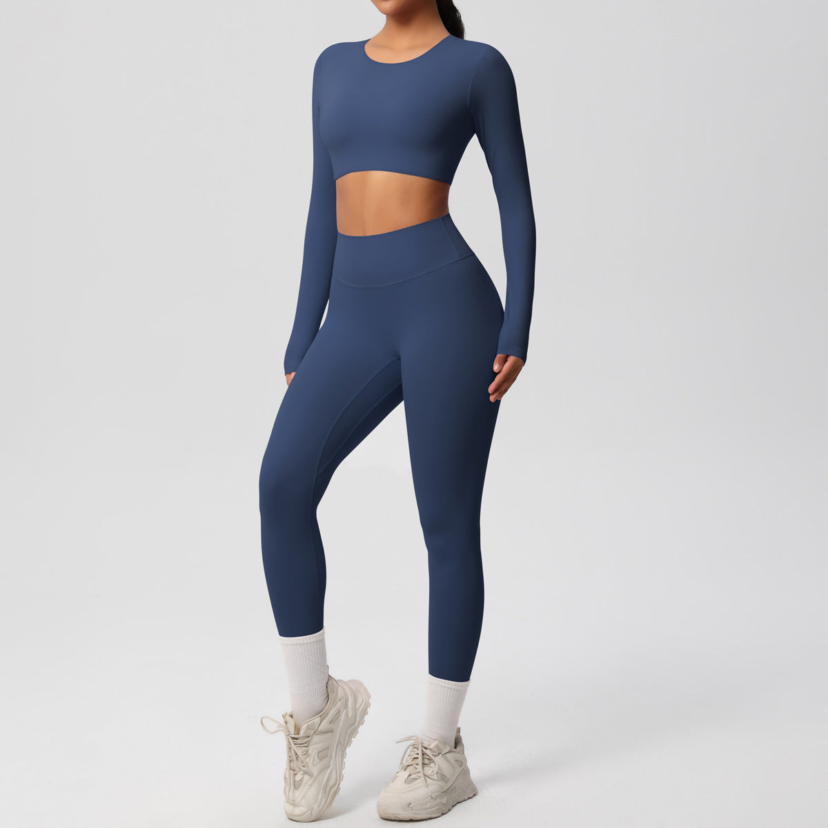 Solid Color Double-sided Nylon Brushed Nude Feel Tight Exercise Yoga Clothes Suit