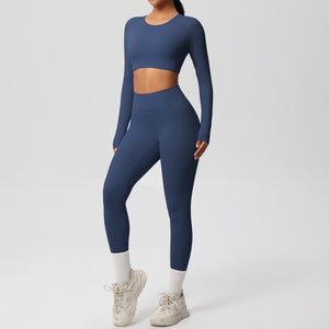 Solid Color Double-sided Nylon Brushed Nude Feel Tight Exercise Yoga Clothes Suit
