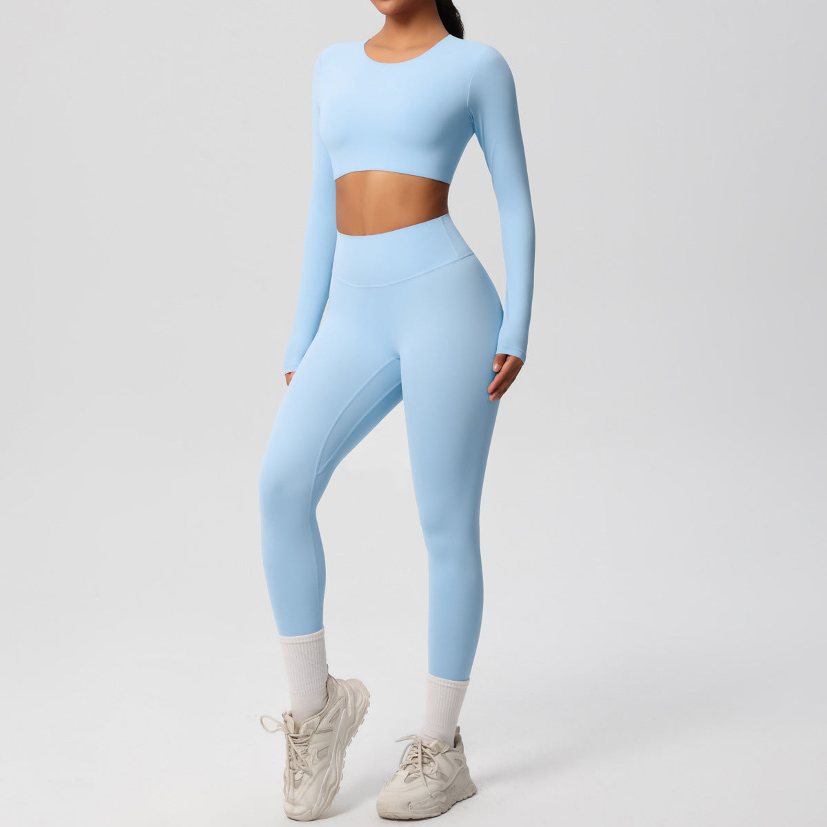 Solid Color Double-sided Nylon Brushed Nude Feel Tight Exercise Yoga Clothes Suit