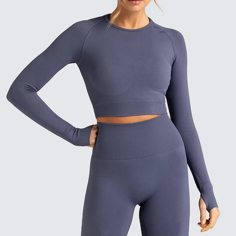 Zechuang Seamless Long Sleeve Yoga Workout Apparel